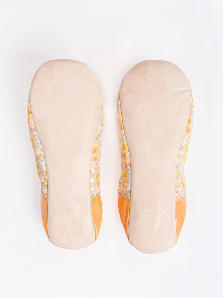 Underside of Bohemia Design Margot babouche slippers honey floral