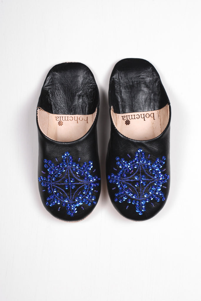 Moroccan Babouche Sequin Slippers Slight Seconds, Large (Assorted Colours) - Bohemia Design