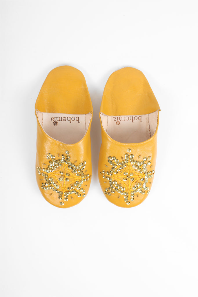 Moroccan Babouche Sequin Slippers Slight Seconds, Small (Assorted Colours) - Bohemia Design