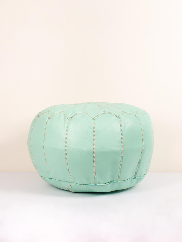 Moroccan Leather Pouffe Duck Egg by Bohemia Design 