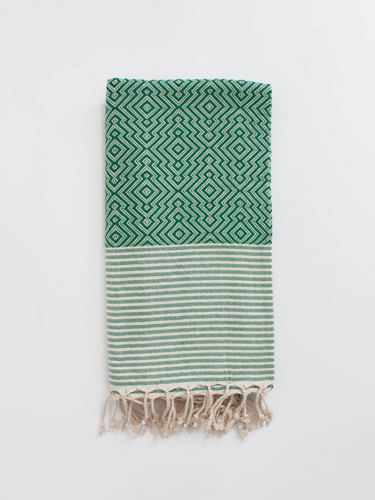 Inca Hammam Towel, Green - Bohemia Design