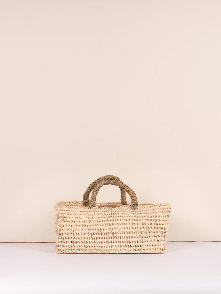 Small long open weave storage basket by Bohemia Design