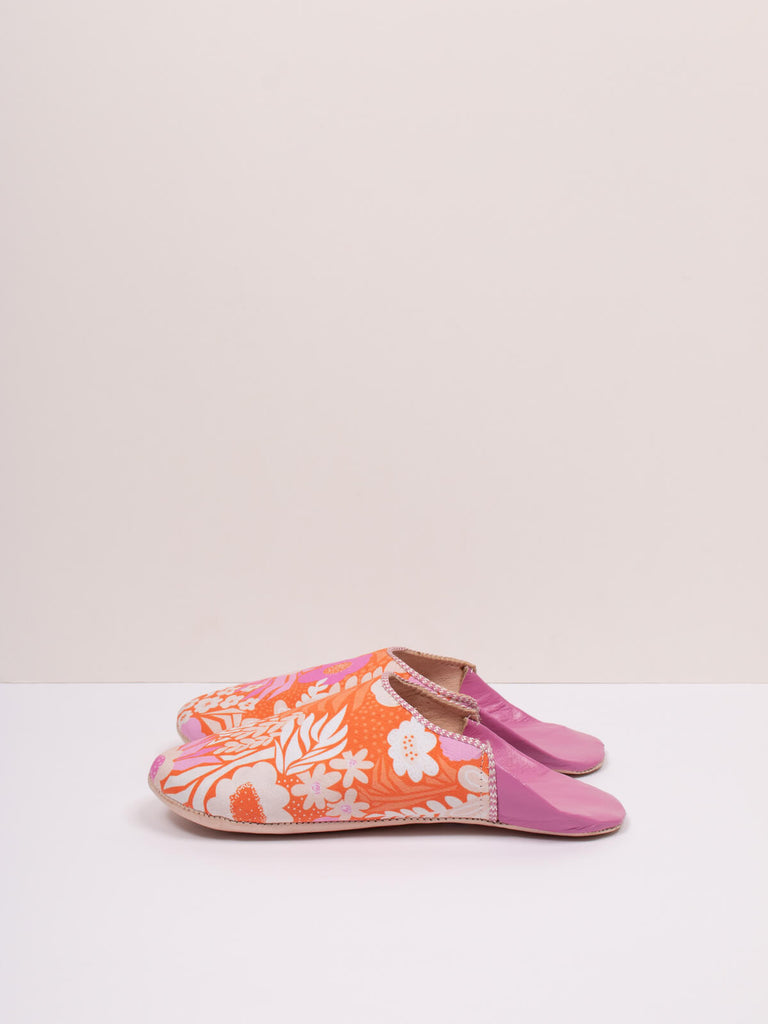 Margot Floral Babouche Slippers, Fuchsia by Bohemia Design