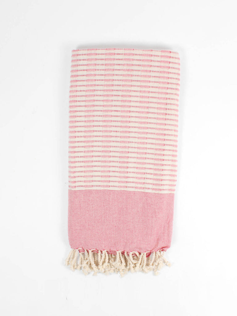 Turkish Cotton Hammam Towel with a Pink stripe pattern