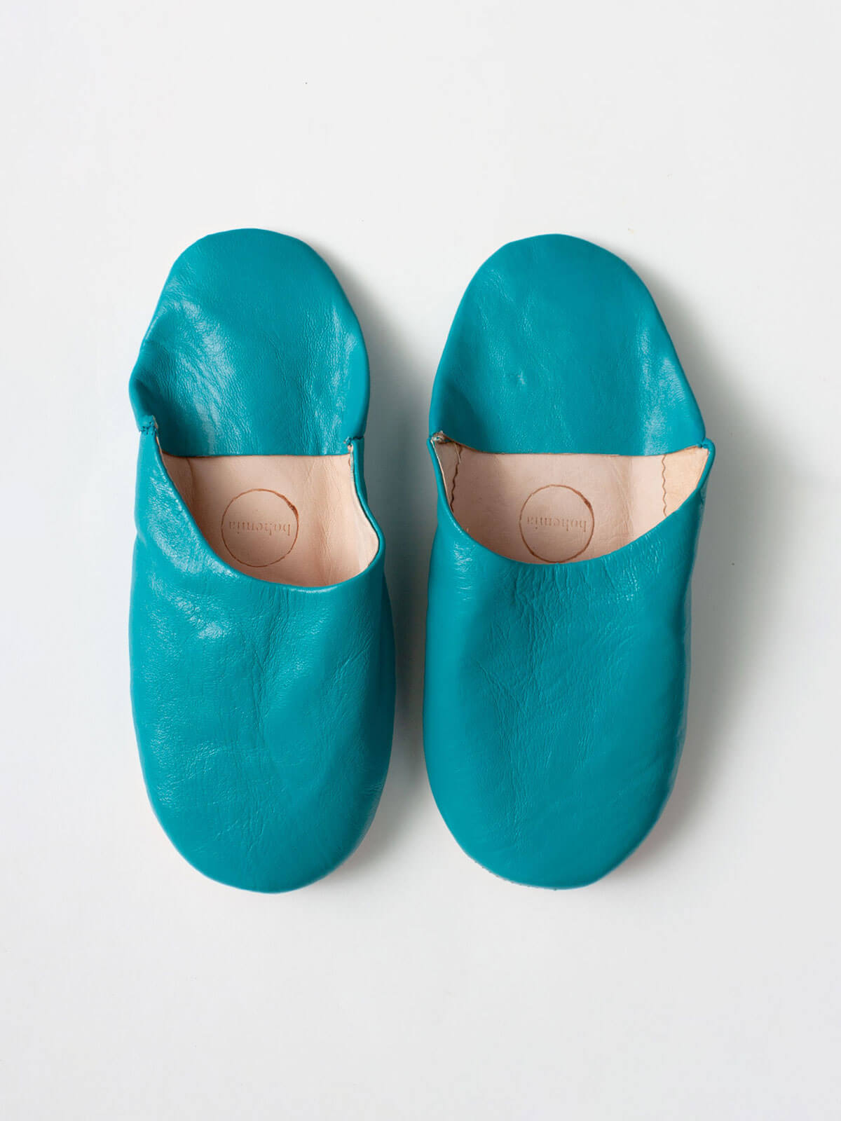 Moroccan Babouche Basic Slippers, Aqua