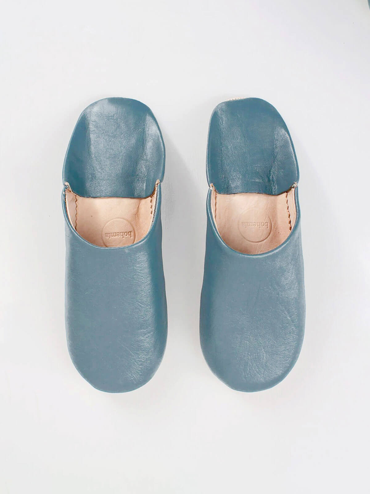 Moroccan Babouche Basic Slippers, Blue Grey | Bohemia Design