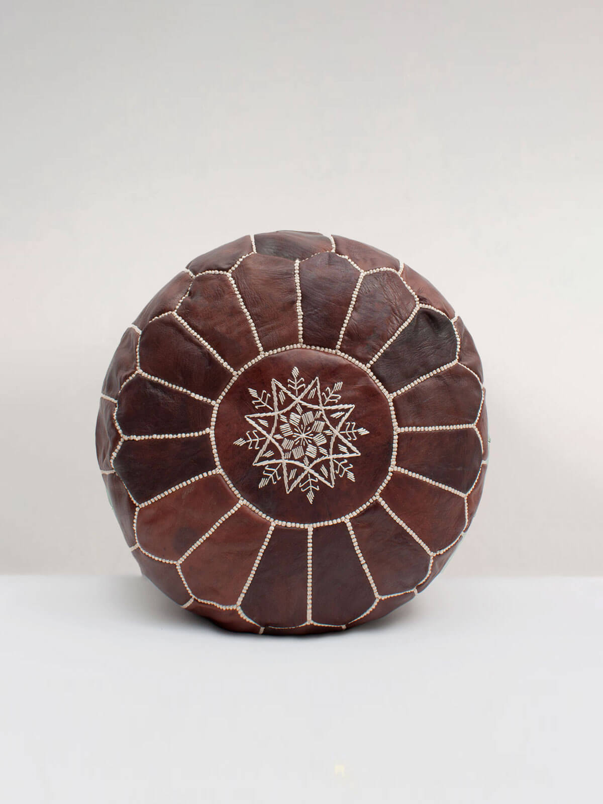 Moroccan Leather Pouffe, Chocolate Mocha Oiled