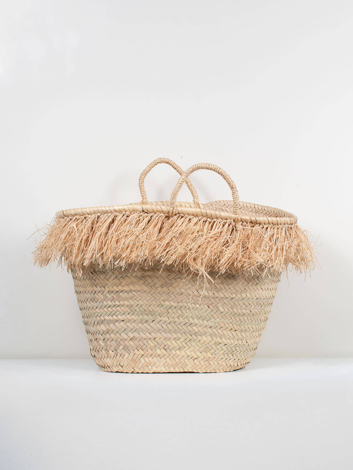 Raffia Tassel Basket, Natural
