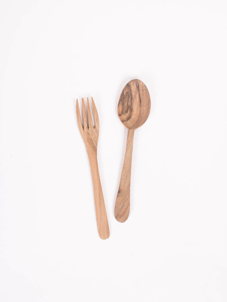 Walnut wood fork and spoon set by Bohemia Design