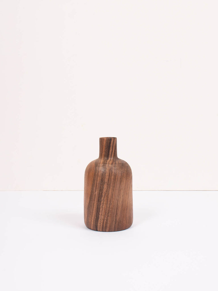 Walnut Wood mini Arlo vase by Bohemia Design