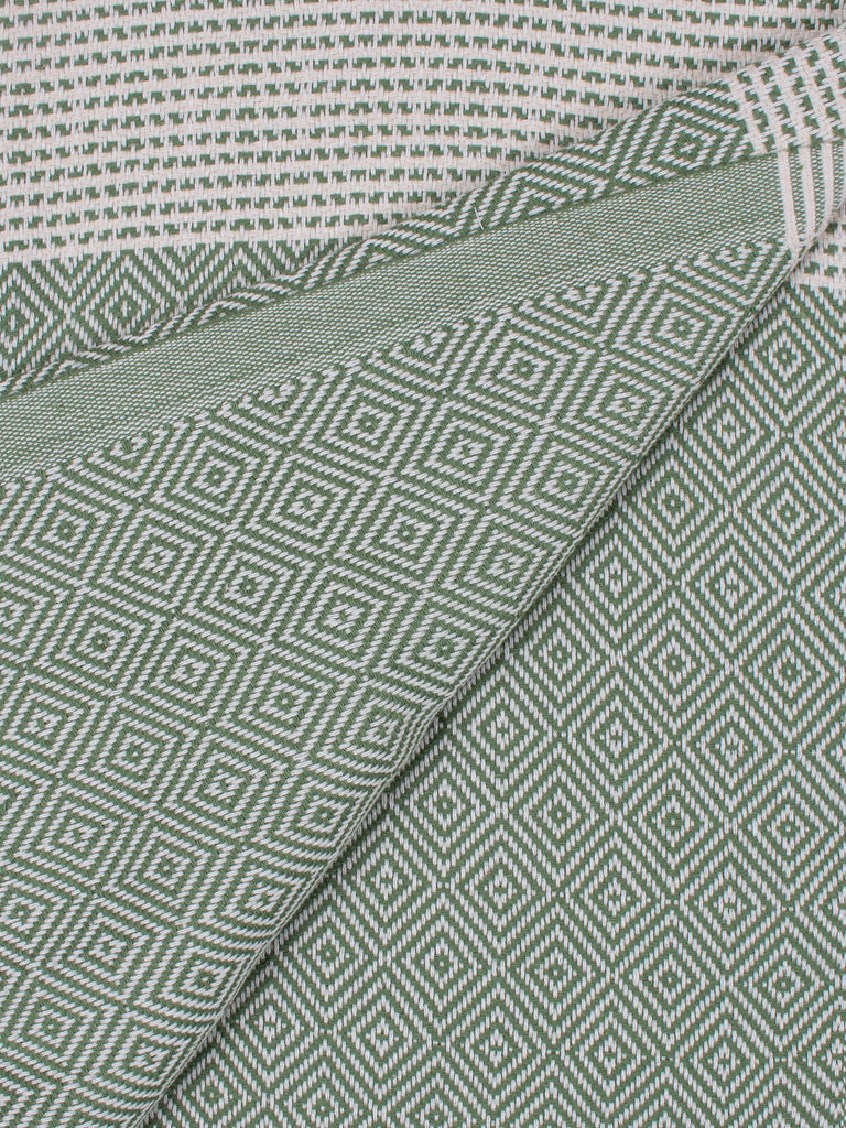 Nordic Dot Hammam Towel in olive diamond pattern by Bohemia Design