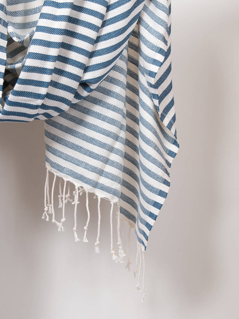 Striped Sorrento Hammam Towel in indigo stripe by Bohemia Design