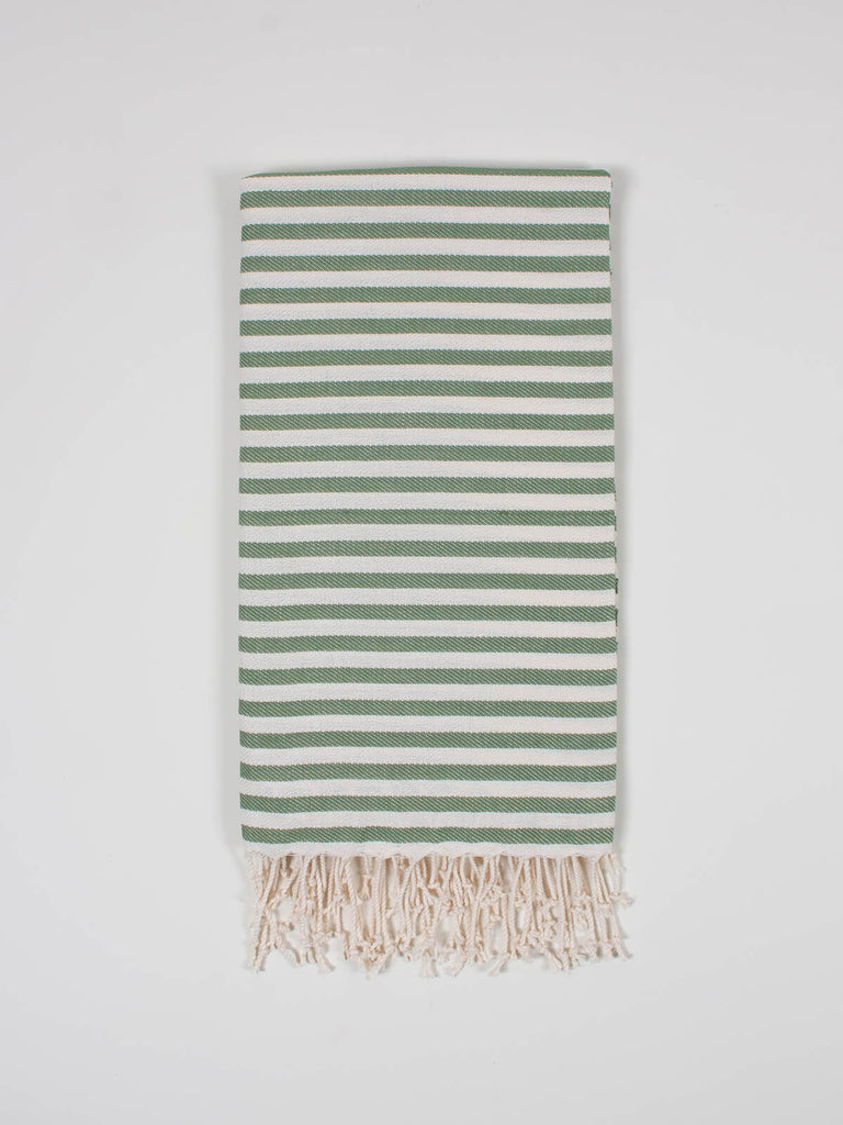 Striped Sorrento Hammam Towel in olive stripe by Bohemia Design