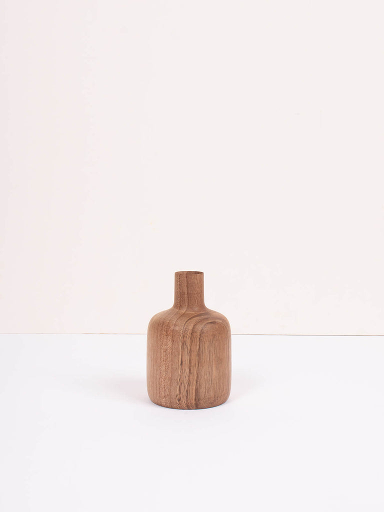 Walnut Wood mini Arlo vase by Bohemia Design